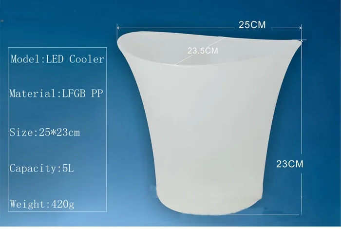 Unbreak объемом 5 литров Пластиковые светодиодные ведра для льда Бары Ночные клубы KTV Светодиодные фонарики для ведерок для льда Охладители для шампанского, вина, пива Ho3922797