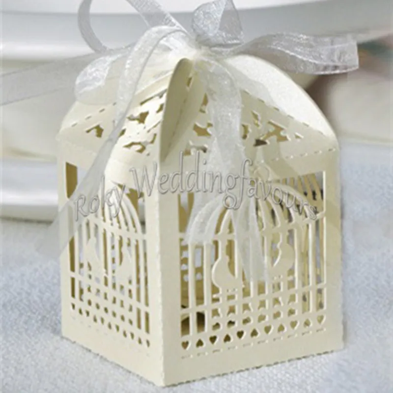 Laser Cut Bird Cage Candy Boxes Wedding Favors Candy Holder Sweet Package Event Party Reception Supplies