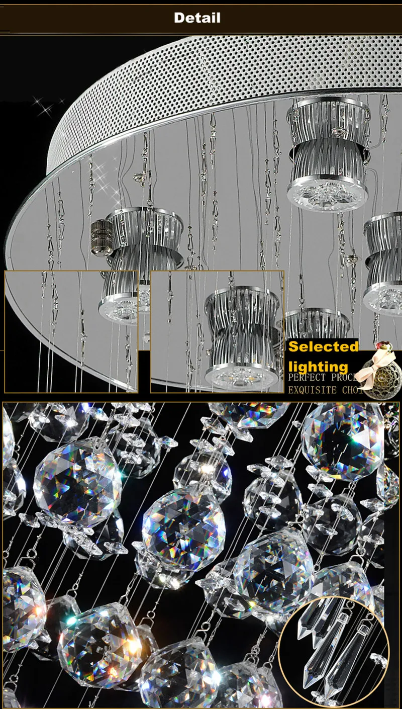 Modern Candeliers Crystal Chuva Gota Lâmpada Alta Pingente de Teto Iluminação Sala de Livro Foyer LED Bulbos