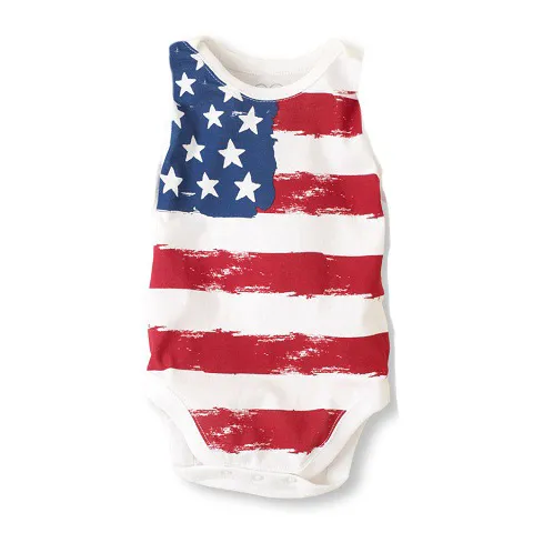 Amerikanska flaggan Babies Rompers Nyfödd Baby Sommarkläder Spädbarn Toddler One-Dele Romper Child Kids Jumpsuits Senaste design