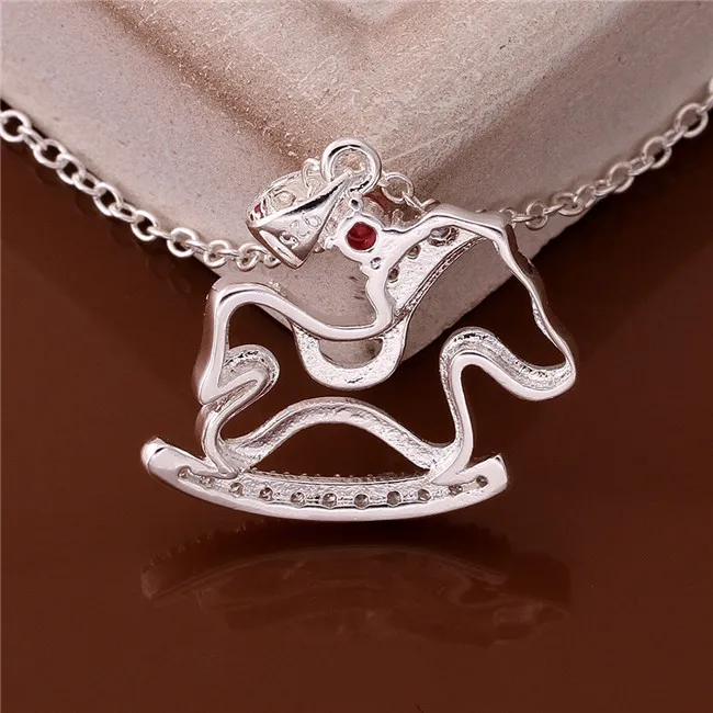High grade women's Small horse pendant necklace red gemstone sterling silver plate necklace STSN617,hot sale fashion 925 silver necklace wom