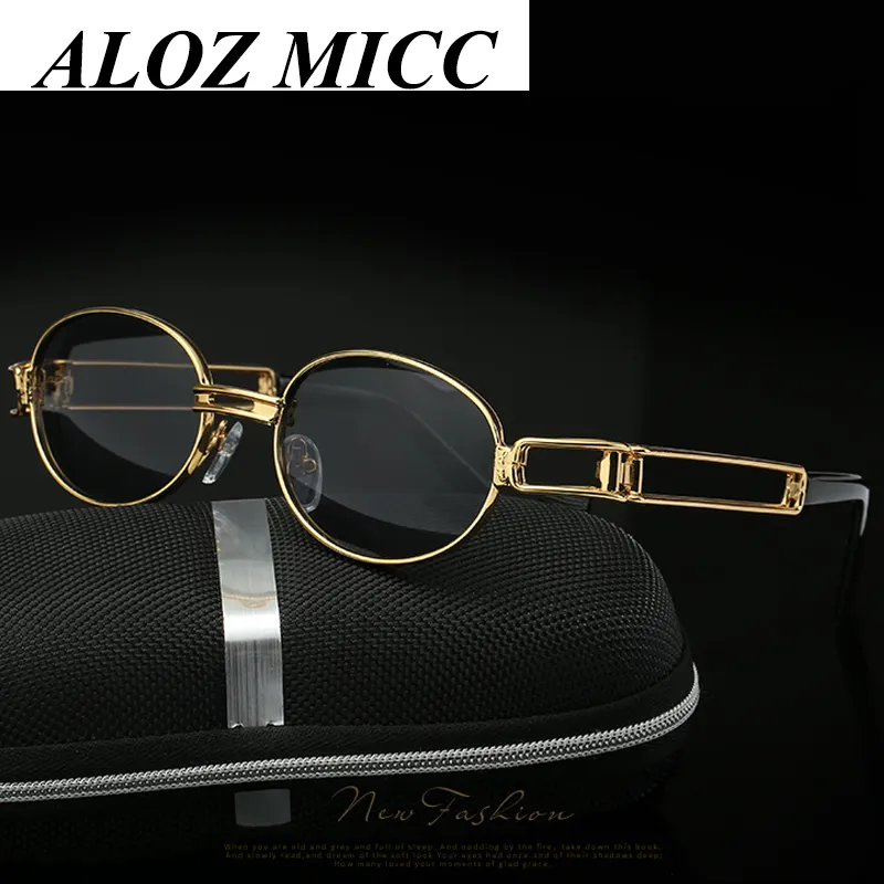 ALOZ MICC Marke Transparent Runde Gläser Klare Linse Männer Kleine Ovale Sonnenbrille Für Frauen Steam Punk Sonnenbrille Weibliche Rosa Gläser A139