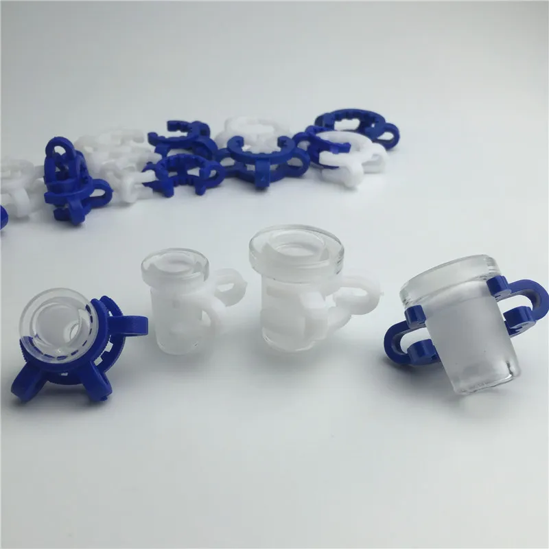 adaptateur de bong en verre avec 10mm femelle à 14mm mâle 14mm femelle à 18mm mâle mini verre avec clip en plastique blanc bleu keck