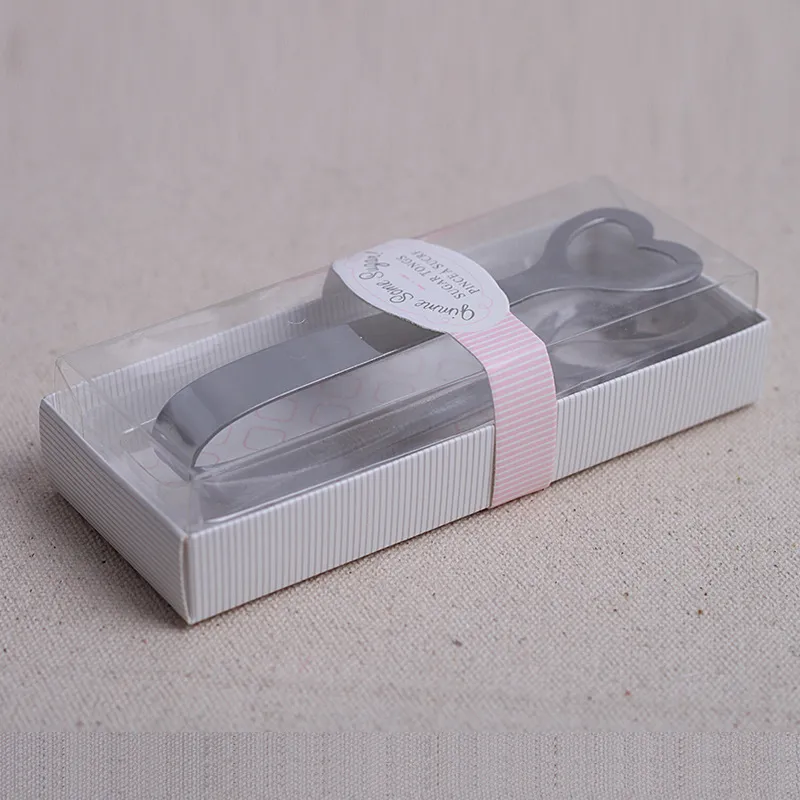 Wedding Favor Gifts Stainless Steel Heart Shaped Sugar Tongs Ice Tong Cake Tong Party Souvenirs Box Packing