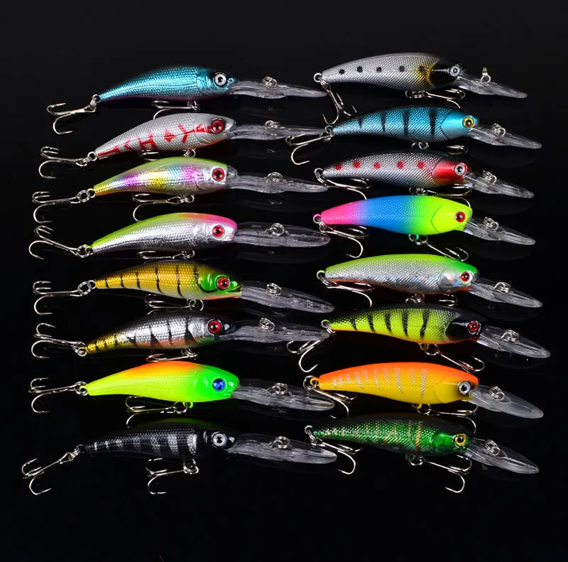 set Minnow Kunstaas Gemengde 2 Modellen 16 Kleur Minnow Vissen Wobblers Crankbaits Mix Visgerei3500402