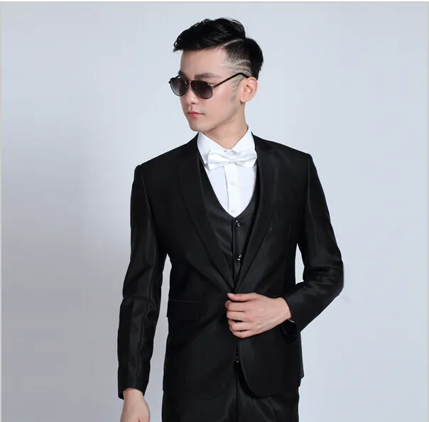 Erkek Giyim erkek moda üç parçalı takım elbise (ceket + yeleği + pantolon) partisi fırsat erkekler siyah yüksek kaliteli erkek elbisesi moda tarzınıza uyacak