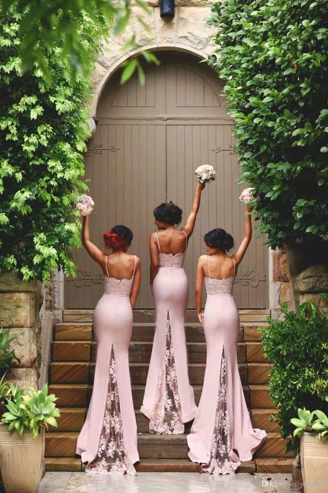 2016 새로운 인어 긴 주니어 신부 들러리 드레스 섹시한 스파게티 스트랩 레이스 아플리케 파티 가운 아프리카 하녀의 명예 드레스 플러스 사이즈 맞춤