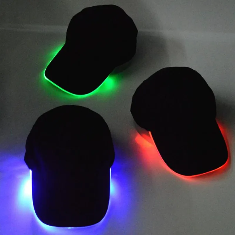LED Light Hat Glow Hat Zwarte Stof Voor Volwassen Baseball Caps Lichtgevend 7 Kleuren voor Selectie Aanpassing Maat Kerstfeest