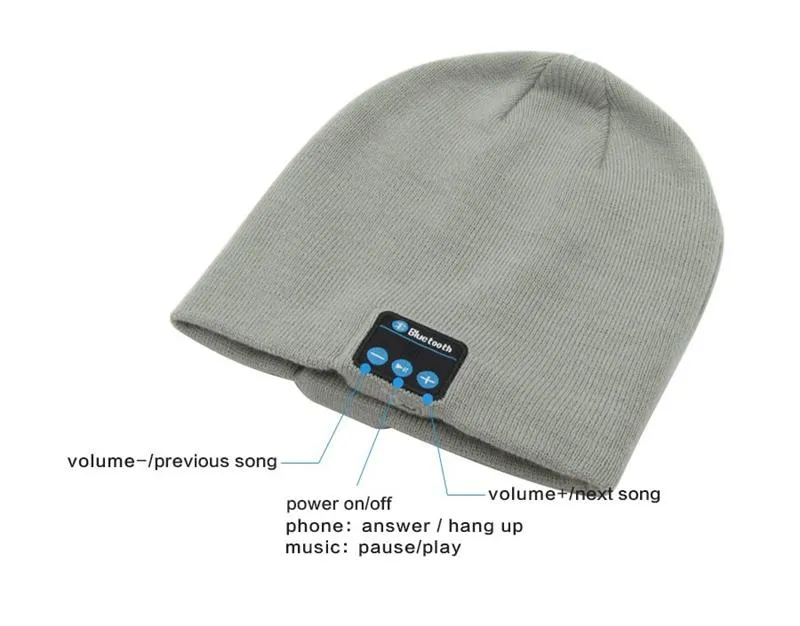 New Fashion Beanie Hat Cap Wireless Bluetooth Earphone Smart Headset headphone Speaker Mic Winter Outdoor Sport Stereo Music Hat4617244