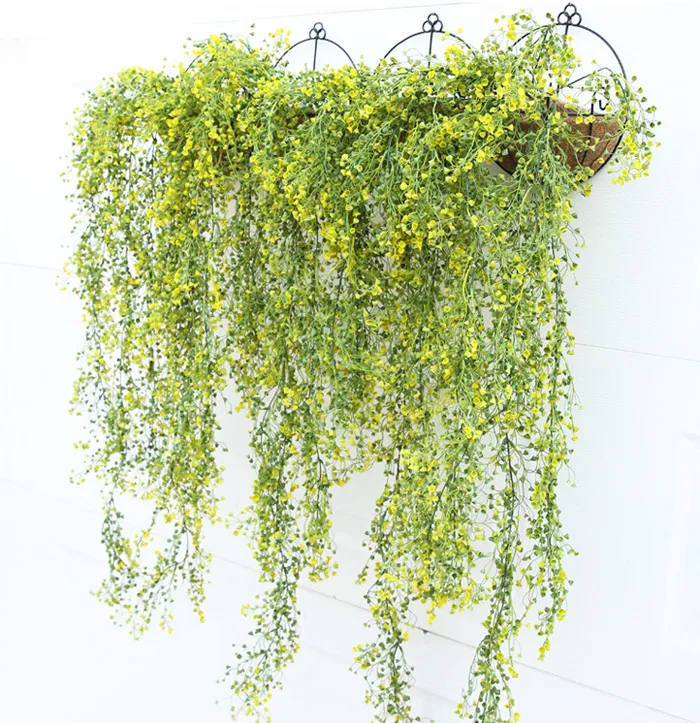 Simulation Artificial Green Grass Plant Bracketplant Cane Vine Hanging Method for Small Rural Household Living Room Wall Decorations