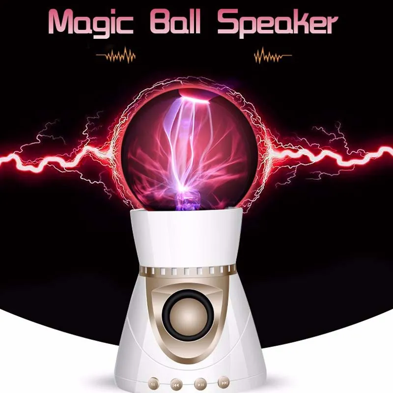 Magic Electrostatic Plasma Ball Bluetooth Lautsprecher, Touch Ball Plasma Beleuchtung und Musik Rhythmus Hifi Subwoofer TF Karte Spielen AUX-in Lautsprecher