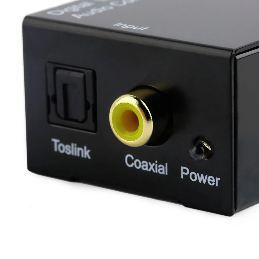 DM-HG44 Digital Optical Coaxial Toslink Signal to Analog Audio Converter Adapter with Fible Optical Cable & DC 2A Power Supply EU US Plug