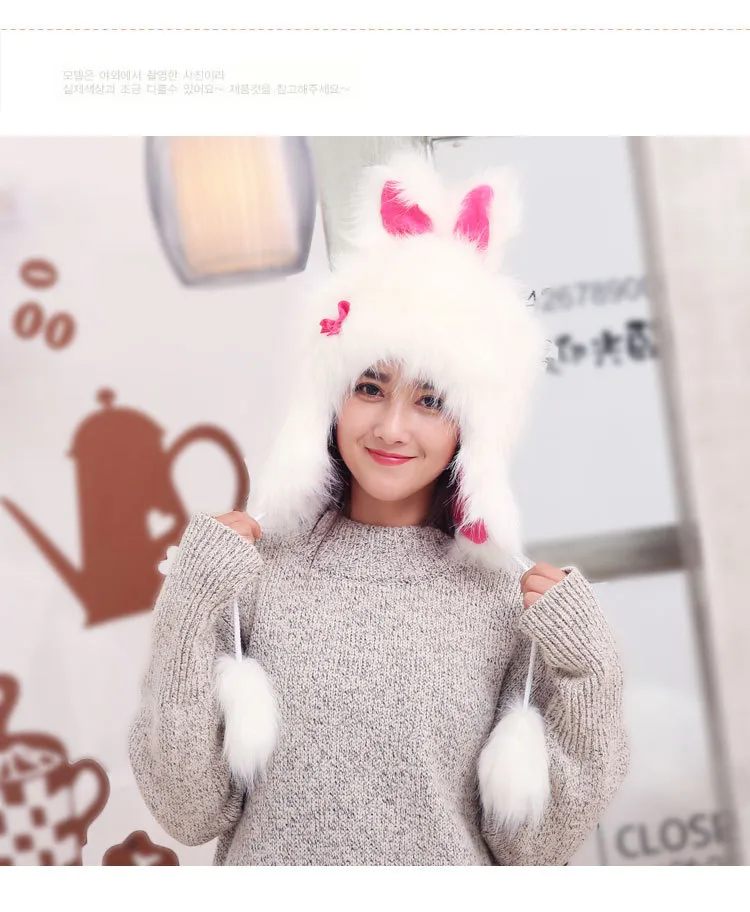 2017ファッションエルクブルデザインのファウックスの毛皮の動物の帽子冬の暖かい面白い鹿ウサギの帽子のユニセックストラッパーハット