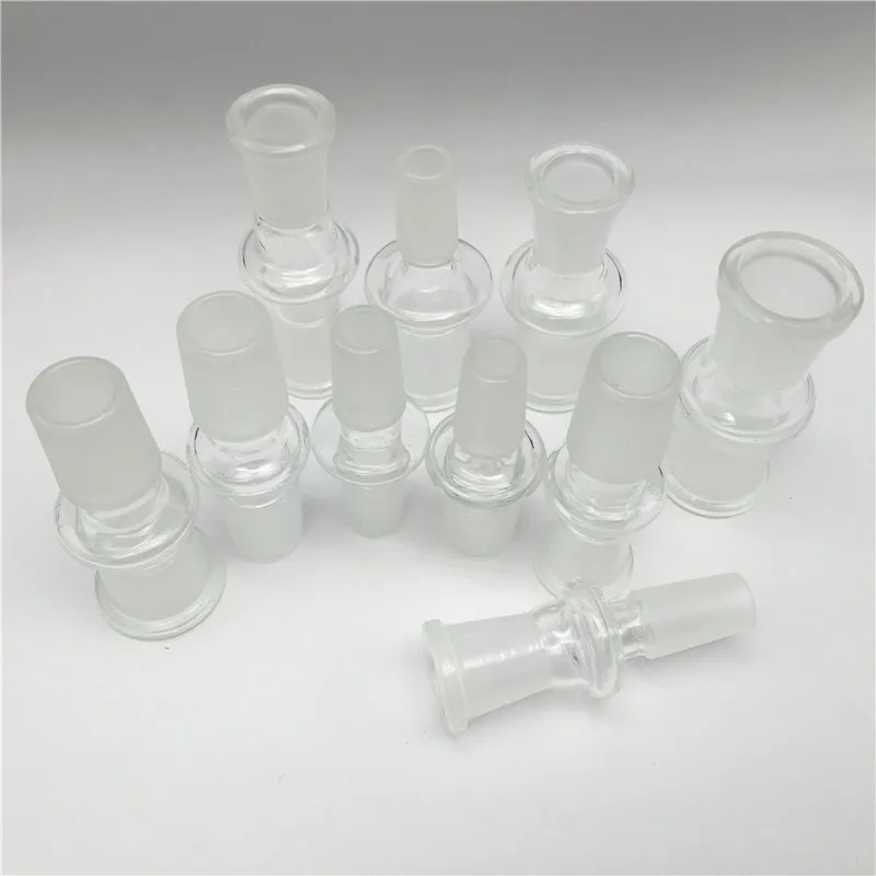 Glass Adapter Converter with 14mm 18mm Male Female Hookah Clear Thick Bong Adapters Grinding Joint Mouth Pyrex Water Pipe for Smoking