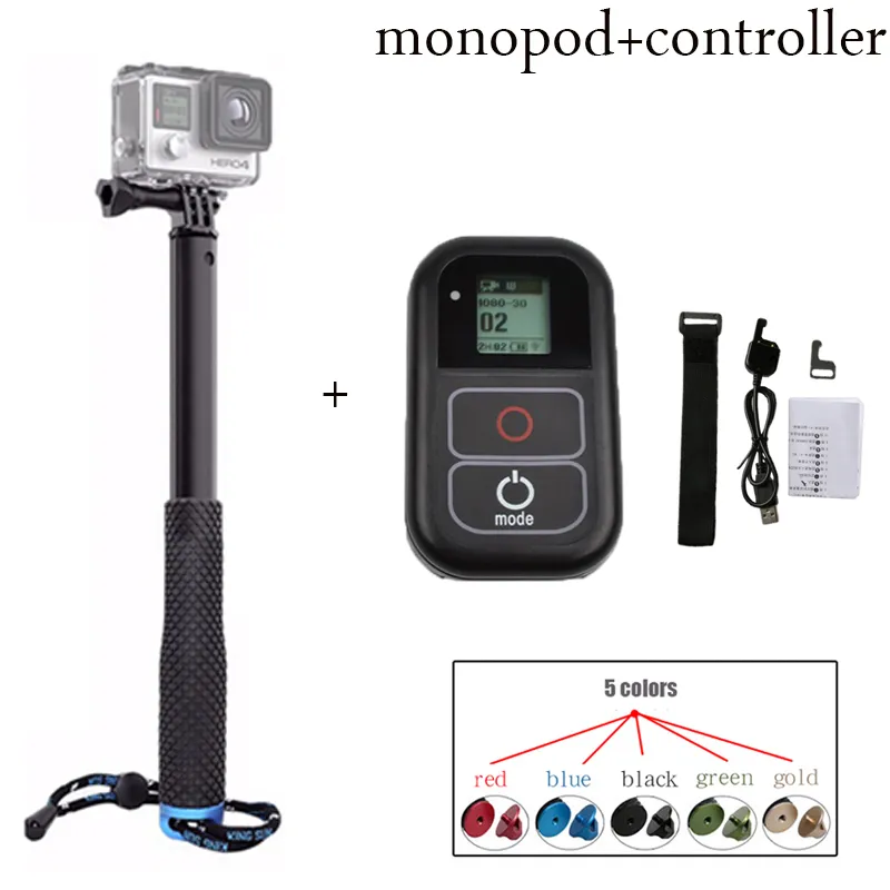 Gopro Hero5 Için Freeshipping Hero4 Hero3 Monopod Tripod + Wifi Uzaktan Kumanda Kiti için Gopro Hero 5 4 3 + 3 Spor Kamera Aksesuarları