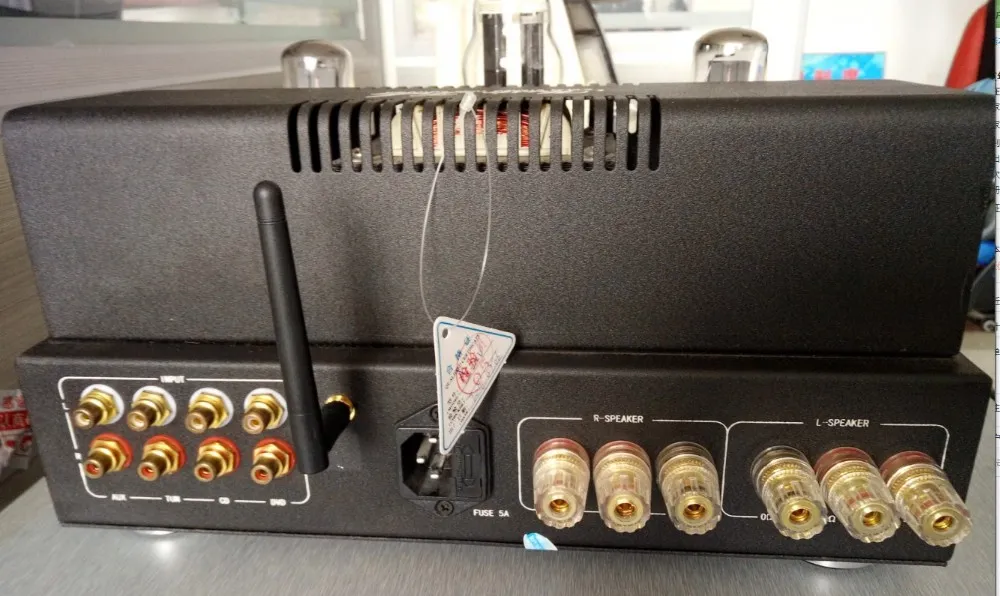 Billiga hela nya aluminiumrör AMP Audio Switch Panel EL34 Vakuum HIFI -hörlurarförstärkare med 40 Bluetooth5315252