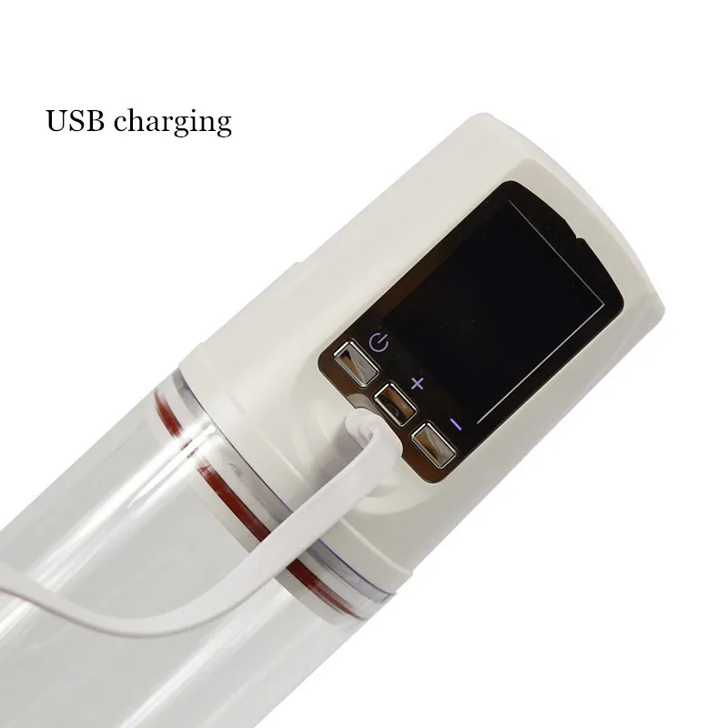 Pénis Pompe USB Rechargeable LED Extenseur de Pénis Extensible Amélioration masculine Élargissement de Pénis Électrique Sex Toys pour Hommes 0701