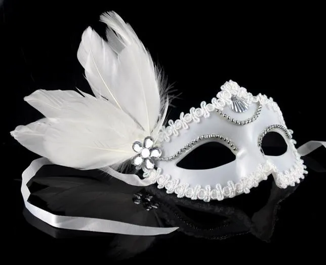 Mascarade masques hommes et femmes enfants masque passerelle côté plume masque noir et blanc couple masque grand masque de cheveux flottant