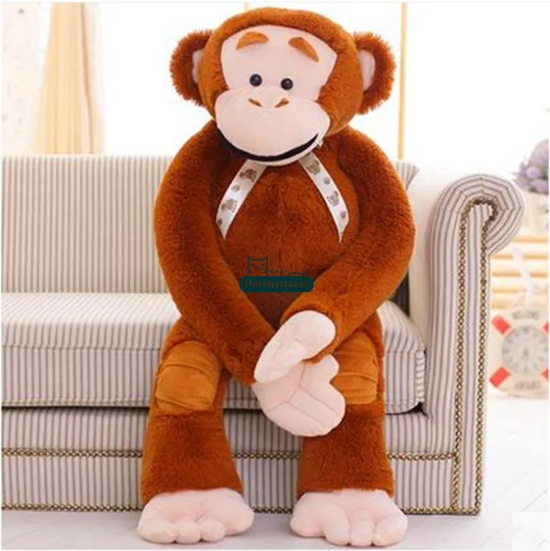 Dorimytrader 135 cm Jumbo peluche orang-outan jouet en peluche doux drôle 53039039 dessin animé singe poupée 3 couleurs DY610627435273