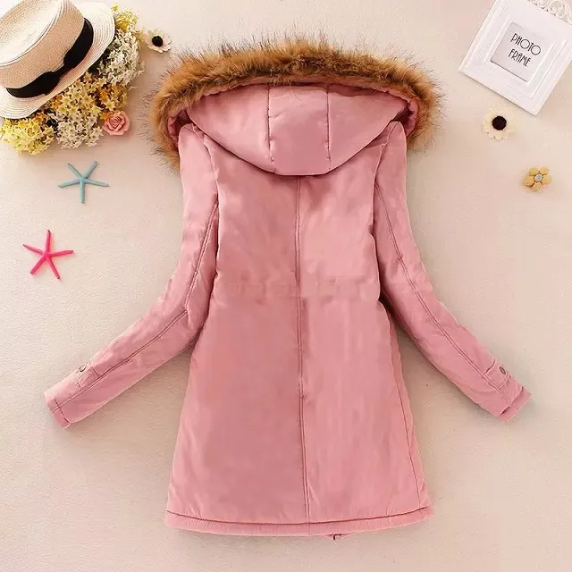 Wholesale-2016 Womens Faux Fur Lined Parka Coats Outdoor Winter Hooded Long Jacket plus size snow wear coat large fur thickening outerwear