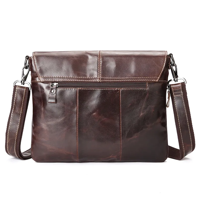 Sac à bandoulière Vintage en cuir véritable pour hommes, sac à bandoulière marron décontracté de haute qualité, grande capacité, brief2610