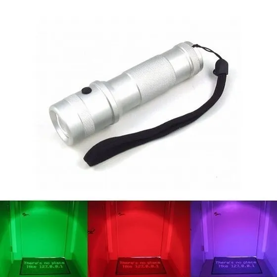 Yeni Varış LED RGB Renk Değiştirme Meşalesi Flashlight3W Alüminyum Alaşım RGB Edison Çok Renkli LED El Flashlight Rainbow Renkler Fla1887569