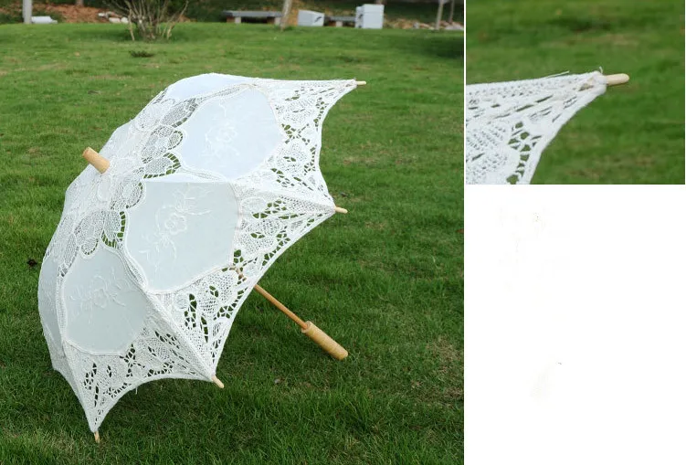 Vintage Cotton Lace Parasol Bridalflower Girls Ręcznie robione haftowe parasol Sun Parrella Elegancka dekoracja przyjęcia w przyjęciu 9044622