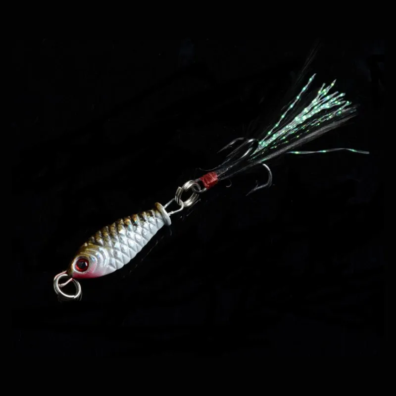 3.2cm 6g Mini Leaden Fish Lures Baits Crankbaits Feather Hook 3D Eye Fishing Lure