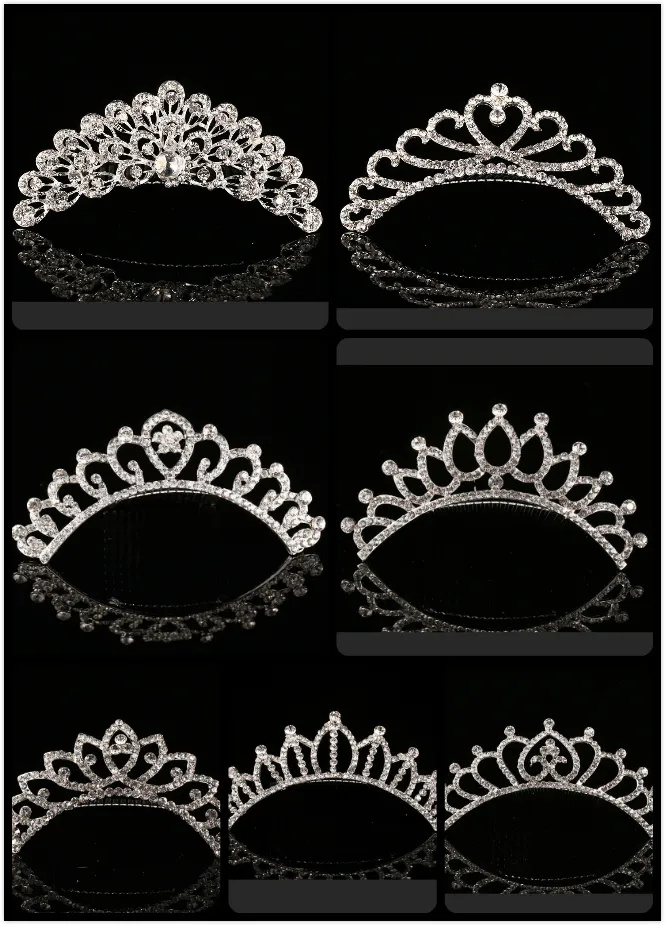 2021 Trendiga 10 stilar Billigaste Shining Rhinestone Crown Girls Bride Tiaras Fashion Crowns Brudtillbehör för bröllopshändelse