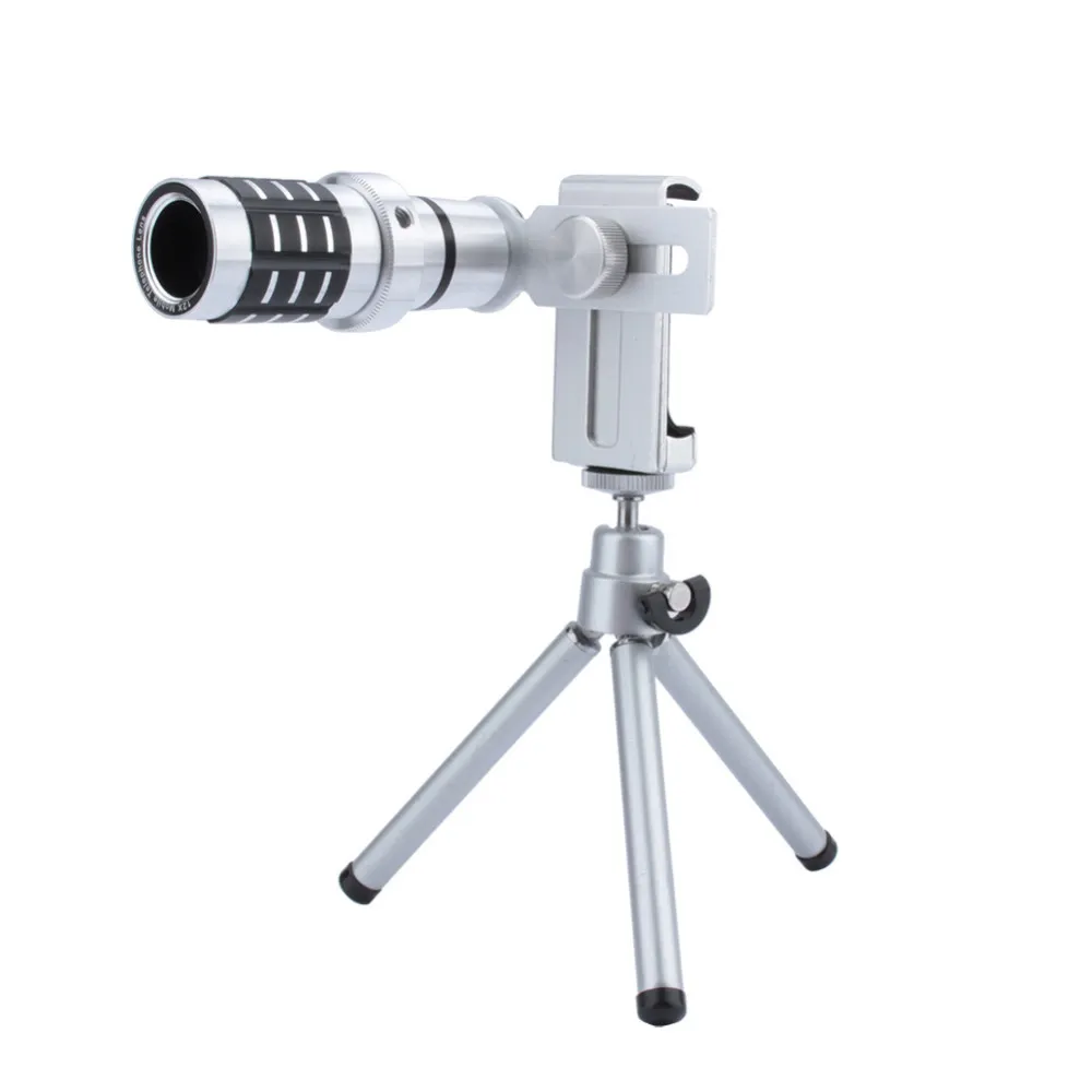 Objectif de caméra de télescope zoom optique 12X sans coins sombres trépied de télescope de téléphone portable pour iPhone 6 7 téléphone intelligent Samsung telepo 3872716