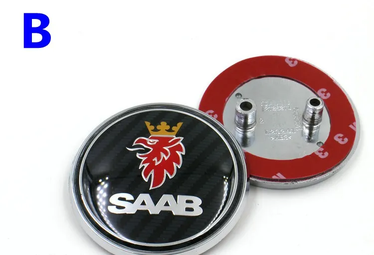 68mm SAAB 9-3 93 9-5 Emblema del bagagliaio del distintivo del bagagliaio posteriore, ornamenti il cofano dell'auto l'emblema saab 2 pin