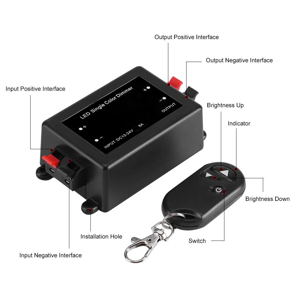 1224V 8A RF Remote Controller Interrupteur pour la bande LED à une seule couleur LIGHT3324154