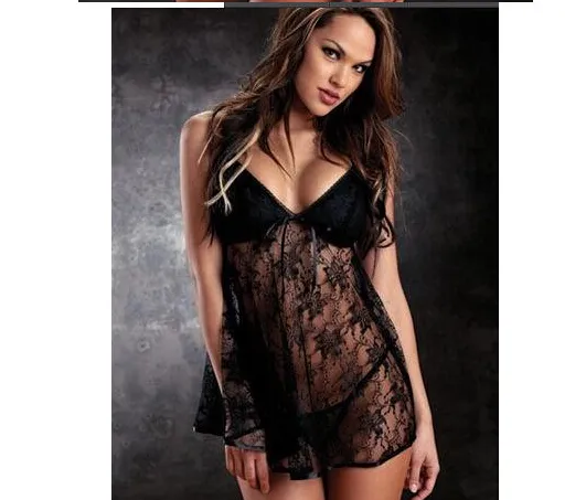 Hot Sale New férias Hot Sale Satin Sexy Lingerie de Lady diáfano Pajama Lace Skirt Sleepwear Tamanho M L XL 2XL 3XL