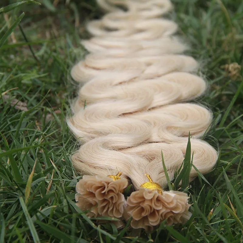 7A U Ponta Do Cabelo Da Extensão 100g / vertentes 1 Pacotes 1g / s 100g Cabelo Remy Brasileiro Queratina U Prego Ponta Da Onda Do Corpo Da Extensão Do Cabelo Humano