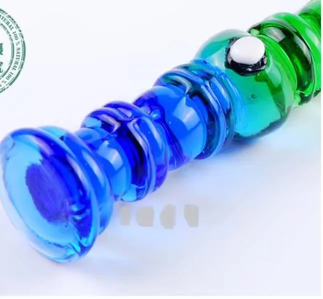 Vetreria penne in bambù blu e verde, bong in vetro all'ingrosso, pipa ad acqua in vetro, narghilè, accessori fumatori,