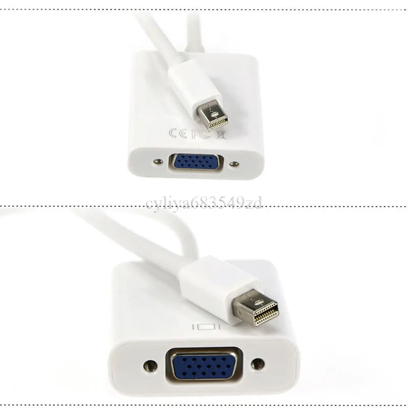 50 stks Thunderbolt DisplayPort Display Port Mini DP naar VGA-adapter Converter Kabel voor MacBook PC Retail Pack White