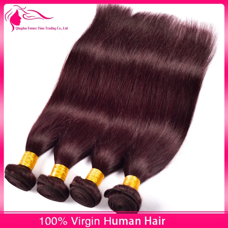 Malezyjskie wino czerwone ludzkie włosy Wydłużenia Silk Prosty czysty kolor 99J Burgundowy Malezji Human Hair Weave Bundles 5219787