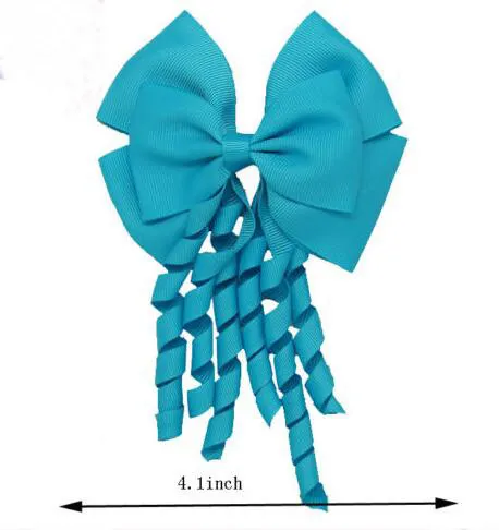 ! 4inch korker streamer ribbon elastic bobble Grosgrain Ribbon Long Korker Tail Fancy Cute Hair Bow With Clip For Girls /