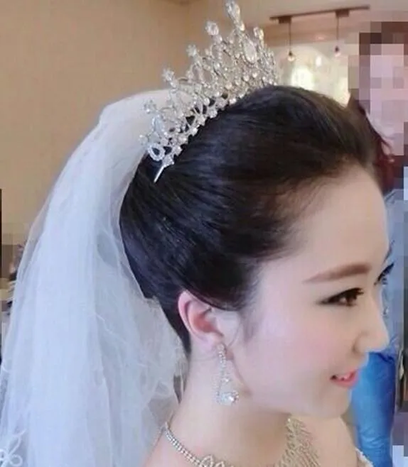 Princesse couronne diadème mariage mariée argent cristal strass cheveux accessoires bandeau bijoux casque reine couronne femmes fête bijoux