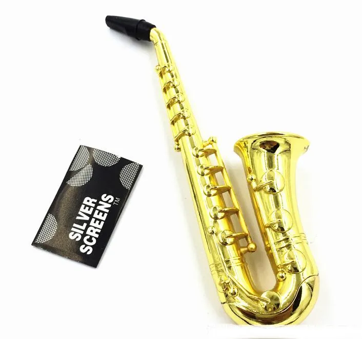 Partihandel tuba sax rörlängd 135 mm cigaretthållare kreativt filter tobak rör glasmetall rökrör aluminium, färg slumpmässigt