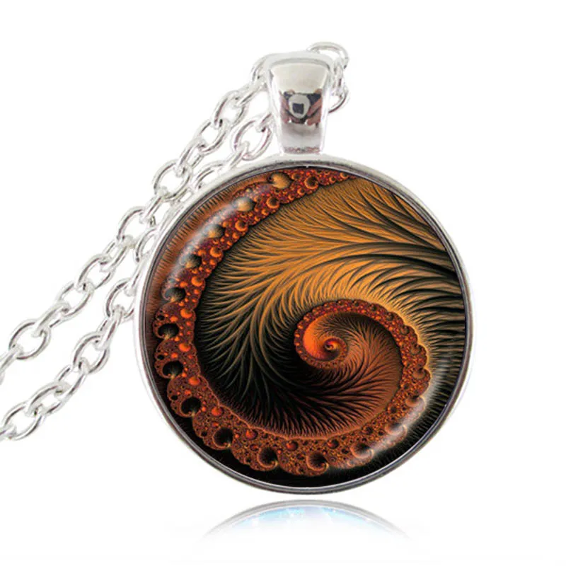 Fibonacci spirale collier coquille tourbillons géométrie sacrée pendentif nombre d'or bijoux fractale charme accessoires cadeau pour elle