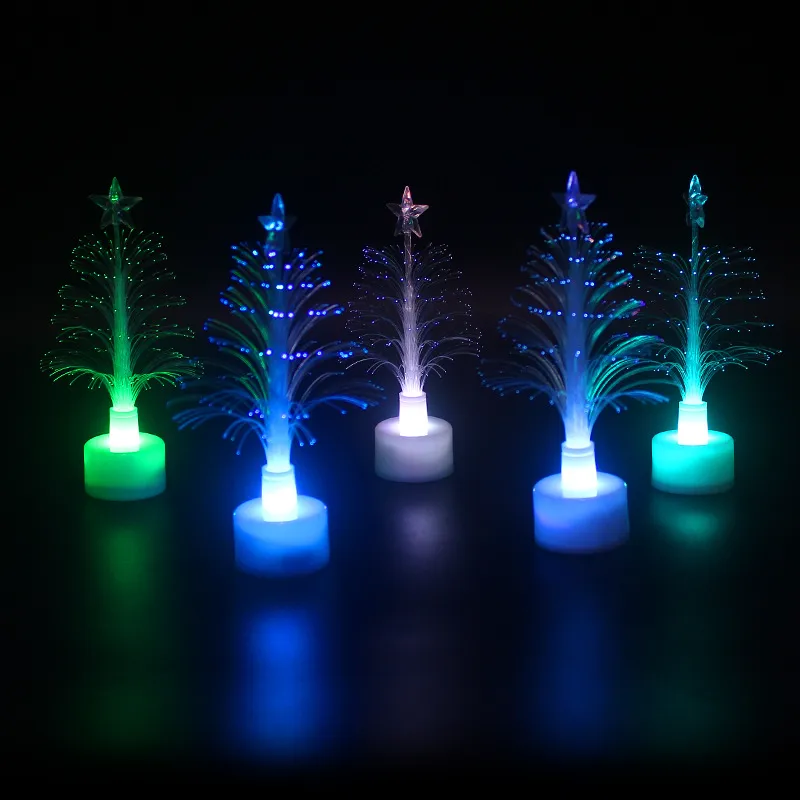  Decoración del hogar Luces nocturnas Fibra LED Navidad Colorido Intermitente Árbol de Navidad Lámpara de luz nocturna Decoraciones de luz al aire libre Adornos