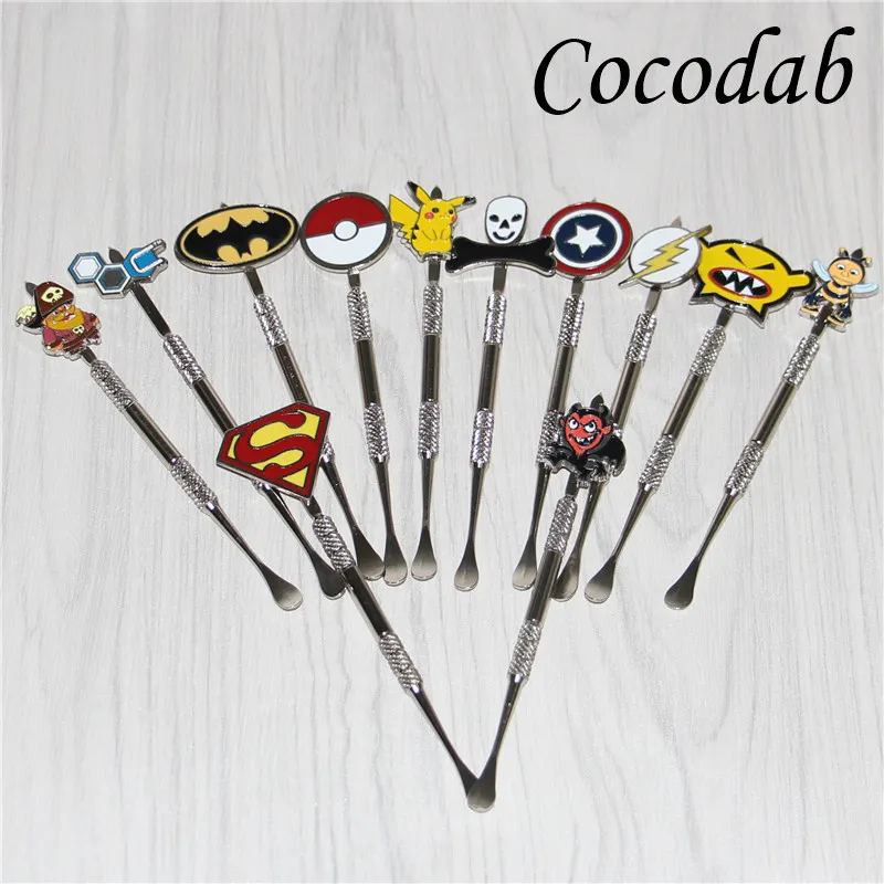 120mm Fashion Packet Mon Cartoon Metal Dabber glass bongs tool,water pipe, dab oil rigs smoking accessories grinder silicone jar dabber tool