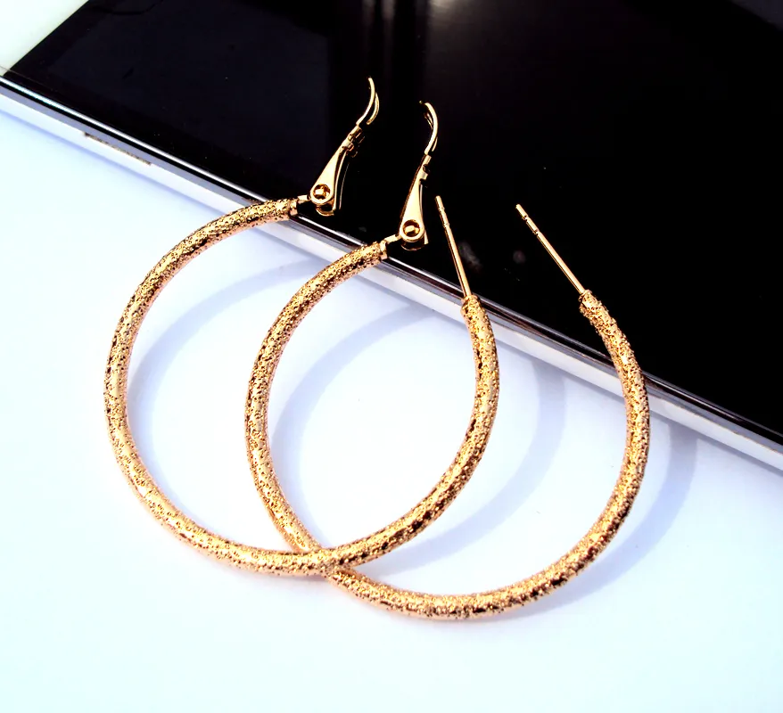 Attractive 24k solid real gold Closure Unique lady hoop circle earring whole Unconditional Lifetime Replacement Guarantee275O