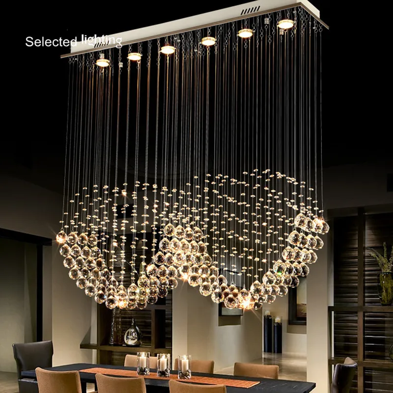 Plafoniera di cristallo a spirale del lampadario rettangolare di lusso di vendita calda di nuovo design per scale con lampadine GU10LED