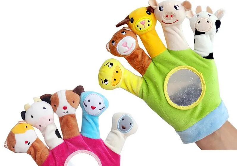 1 paar schattig dier handpoppen poppen pluche baby hand handschoen poppenvinger speelgoed voor kinderen bedtime verhalen