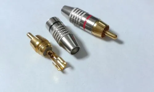 new Metal de solda RCA Plug Adaptador de Áudio Masculino Conector Banhado A Ouro
