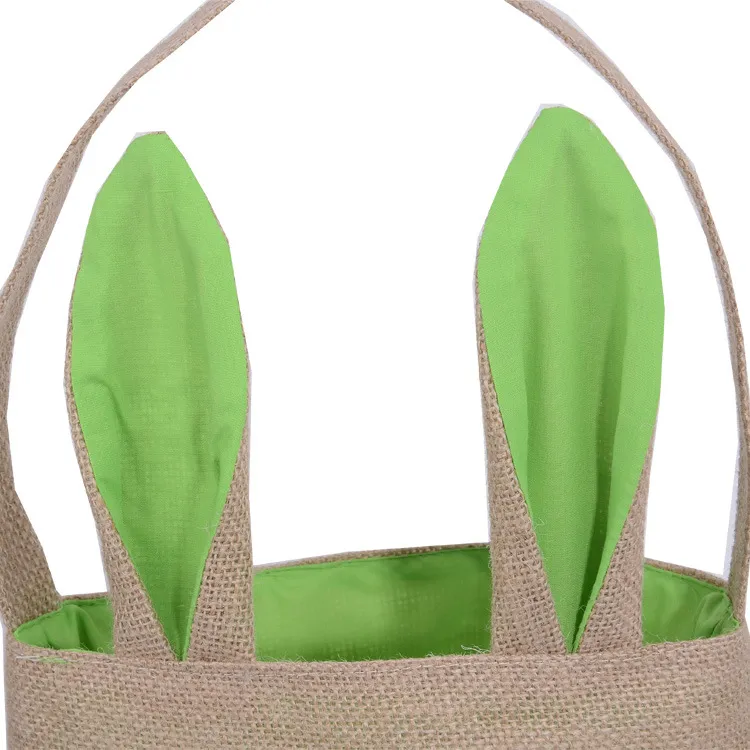 Cute Cotton And Linen Easter Bunny Ears Basket Bag For Easter Gift Packing Easter Handbag For Child Fine Festival Gift