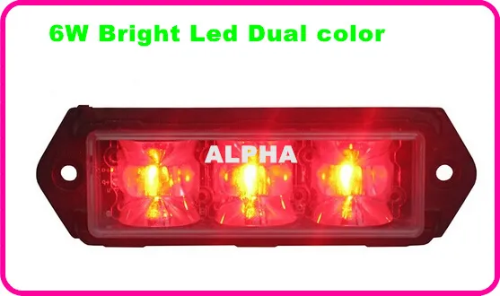 Bright Dual color 6Leds*3W car strobe warning light,truck emergency lights,lightheads,police light,waterproof