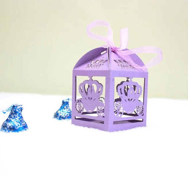 Laser Cut Hollow Float Candy Box Chocolates Boxes With Ribbon For Wedding Party Baby Shower Favor Gift